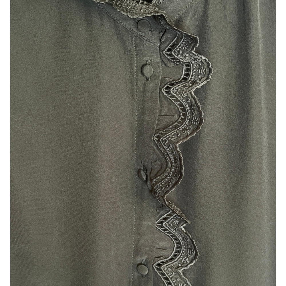 Sezane Chlo Shirt Black Lace Ruffle Collar Button Front Blouse French Girl 8 - Picture 13 of 13